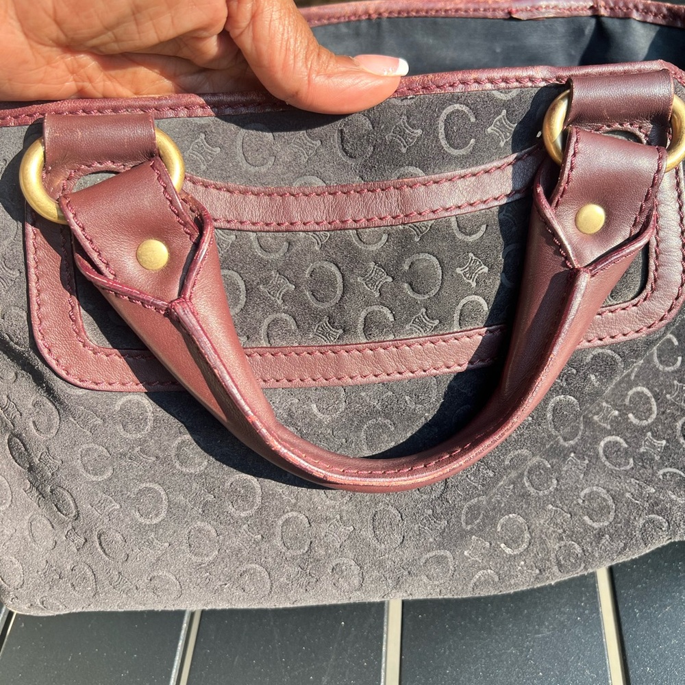 Celine Gray and Burgundy Shoulder Bag